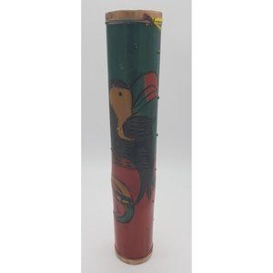 14" Bamboo Rain Stick Shaker Tribal Musical Instrument Toucan Bird